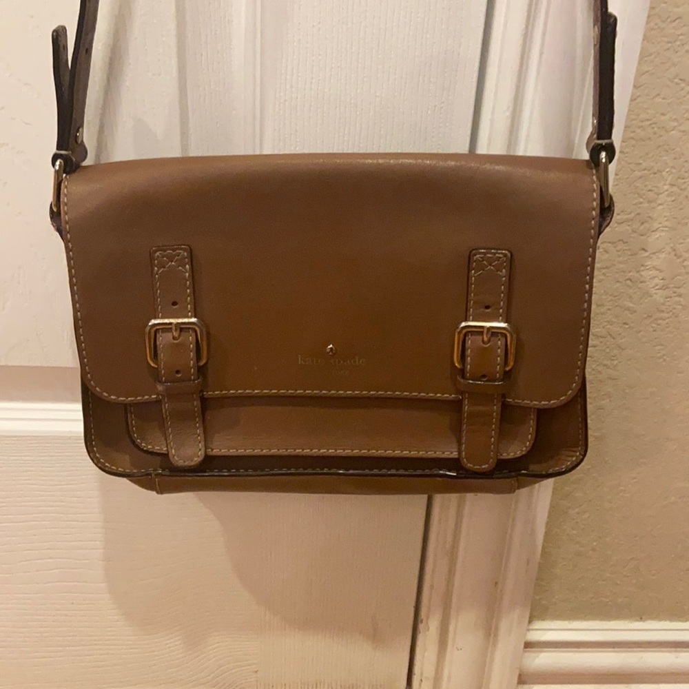 Kate spade brown leather shoulder bag with dust bag
